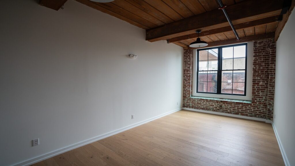 Spacious coworking room with natural light